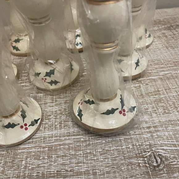 Holiday Wooden Candle Holders with Holly Design, Set of 9, 5x3 - Picture 4 of 6